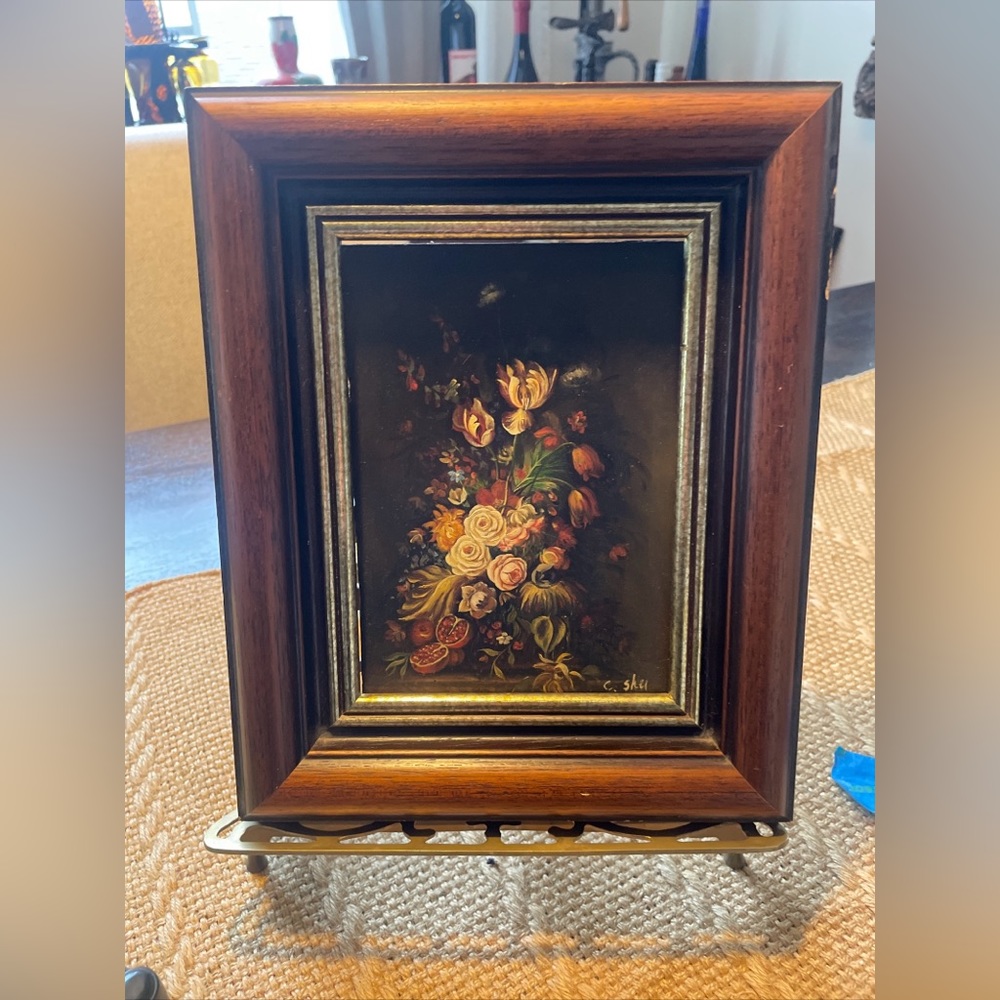Vintage Oil Painting mounted on wood board
